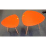 2x Orange Three Legged Tables