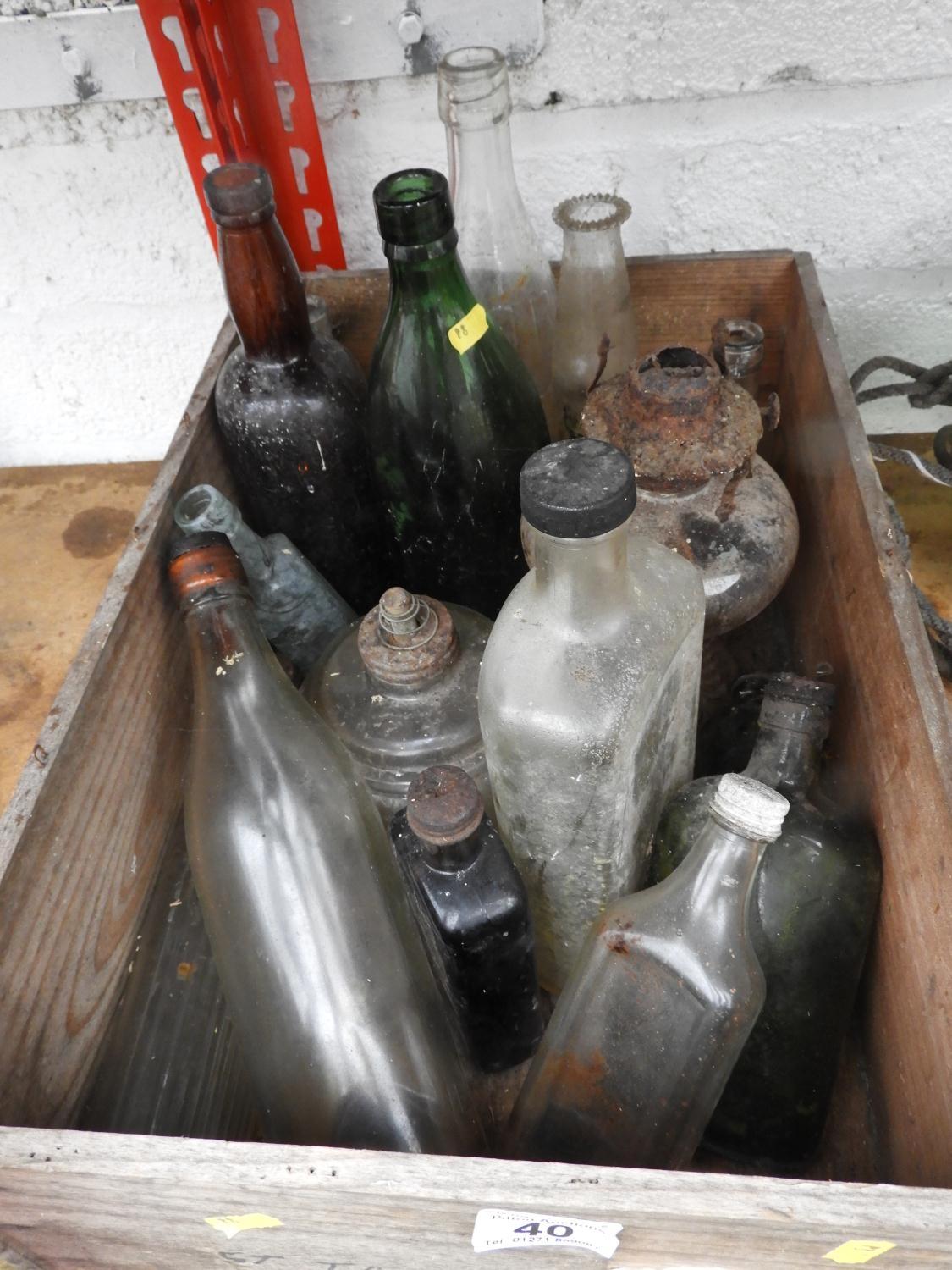 Wooden Crate and Contents - Old Bottles etc