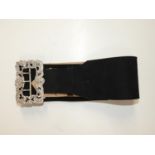 Silver Buckle on Black Suede Belt - Birmingham 1896