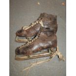 Vintage Leather Ice Skating Boots