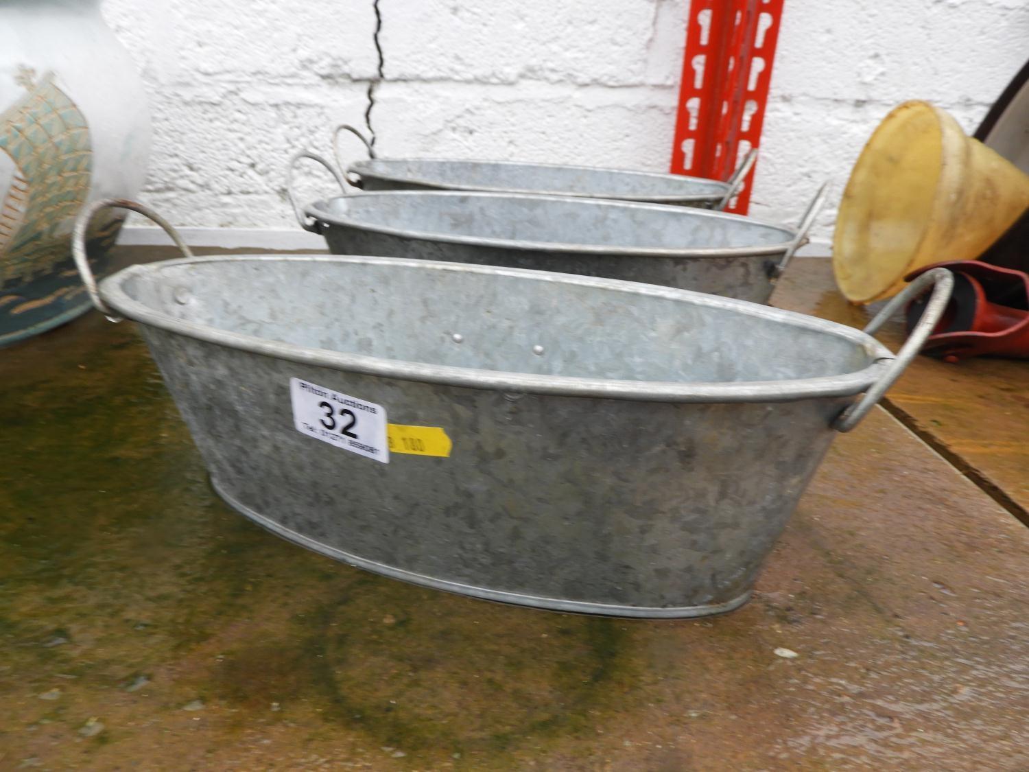 Oval Galvanised Planters