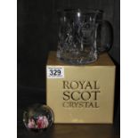 Royal Scot Crystal Tankard and Paperweight