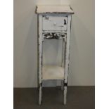 Painted Shabby Chic Plant Stand with Single Drawer