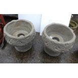 Pair of Pedestal Concrete Garden Planters