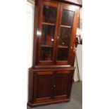 Mahogany Glazed Corner Cupboard