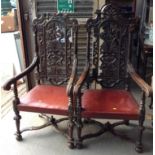 Pair of Carved Armchairs - One is A/F