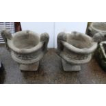 Pair of Concrete Garden Urn Planters