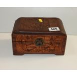 Carved Wooden Jewellery Box and Contents