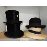 2x Top Hats and Bowler Hat