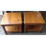 Pair of Pine Coffee Tables with Shelf under