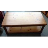 Pine Coffee Table with Shelf under