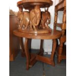 Oval Coffee Table with 4x Tables Stowed Under with Elephant Supports