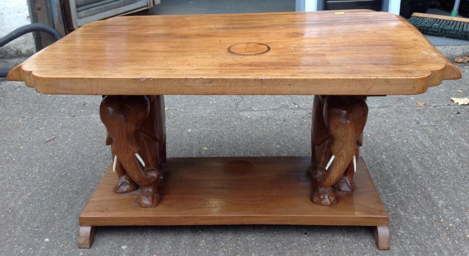 Coffee Table on Carved Elephant Supports