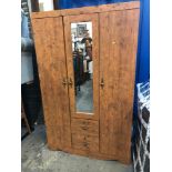 Modern Wardrobe with Mirrored Door and Two Drawers