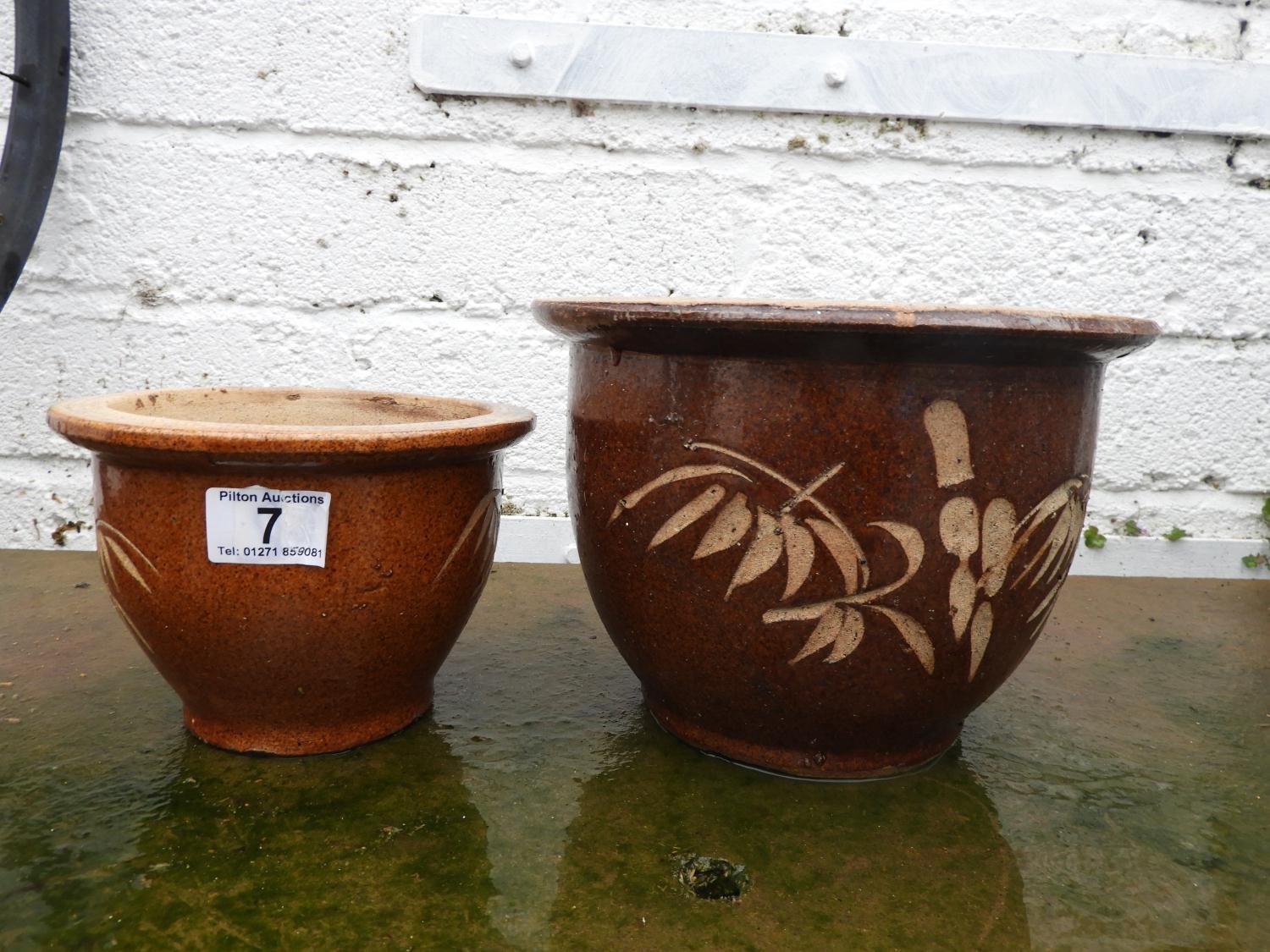 2x Glazed Planters