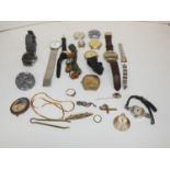 Box of Collectables - Watches, Gold Coloured Jewellery etc