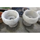 Pair of Pedestal Concrete Garden Planters