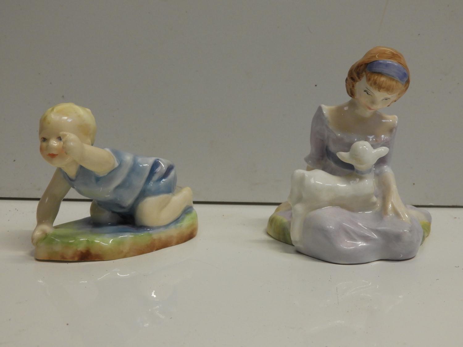 Royal Doulton Figurine - Mary had a Little Lamb and Royal Worcester Michael