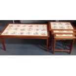 Coffee Table with Tiled Top and Matching Nest of Tiled Top Tables