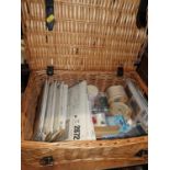 Wicker Basket and Contents - Sewing Patterns etc