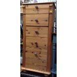 Six Drawer Tall Boy Pine Chest of Drawers