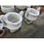 Pair of Concrete Garden Urn Planters