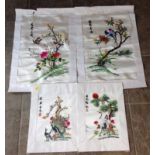 Unframed Hand Embroidered Chinese Silk and Pictures