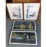 4x Oriental Framed Pictures
