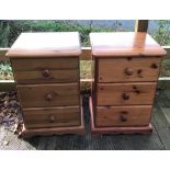 2x Pine Three Drawer Bedsides