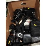 Box of Cameras, Lenses etc