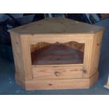 Pine Corner TV Unit with Drawer under