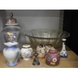 Large Glass Bowl and Ginger Jars etc