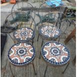 Set of 3x Metal Mosaic Garden Chairs