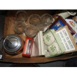 Box of Misc - Biscuit Barrel, Vintage Travelling Iron etc