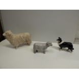 Beswick Sheep, Sheepdog and Copenhagen Lamb