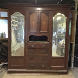 Edwardian Mahogany Inlaid Compactum Wardrobe