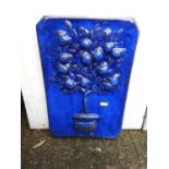 Blue Glazed Garden Wall Plaque