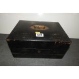 Victorian Parkins & Cotto of Oxford Street London Leather Writing Box, with Brass Carrying Handle