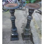 Pair of Large Cast Iron Candlesticks - Believed to be from a Church