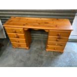Pine Eight Drawer Desk/Dressing Table
