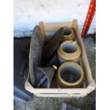 Stoneware Flagons, Metal Door Bell etc