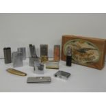 Box and Contents - Old Cigarette Lighters