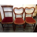 Pair of Victorian Balloon Back Chairs and 1x Other