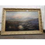 Gilt Framed Oil on Canvas - Moorland Scene - Visible Picture 75cm x 45cm