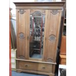 Ash Wardrobe with Mirrored Door and Drawer under