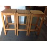 3x Modern Oak Stools