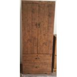 Solid Pine Two Door Wardrobe with Two Drawers under