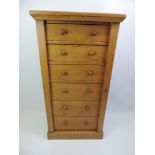 Victorian Pine Six Drawer Wellington Chest - 118cm High x 60cm Wide x 38cm Deep