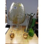 Glass Vases and Oversized Brandy Glass