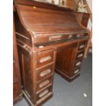 Oak Lebus Roll Top Desk